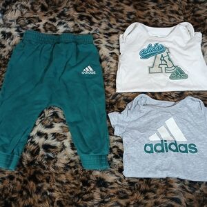 Adidas Green Jogger 3 Piece Set - Pants, Short And Long Sleeve Onesie